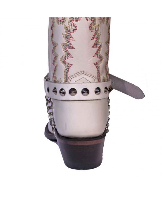 Boot Strap - Conical Stud 3/4 White Boot Strap - Conical Stud 3/4 White
