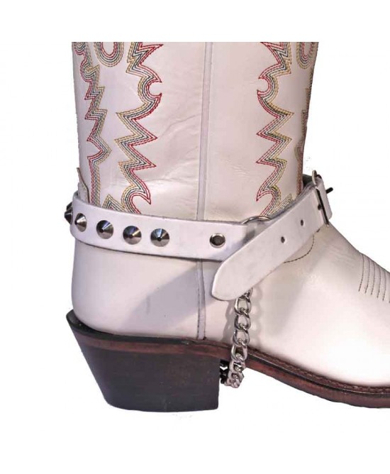 Boot Strap - Conical Stud 3/4 White Boot Strap - Conical Stud 3/4 White