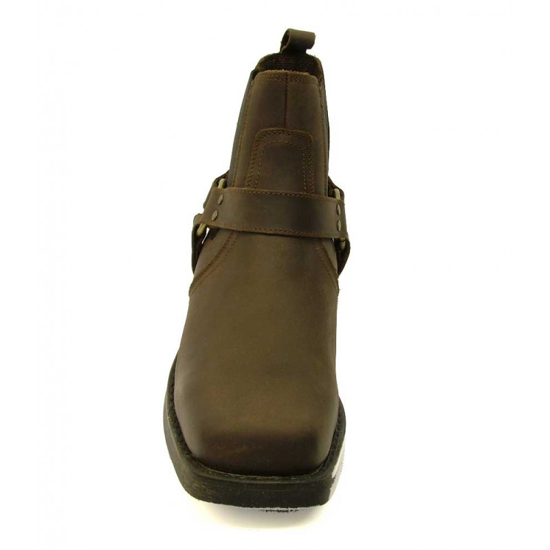MENS GRINGO'S HARLEY Black Harness Gusset Leather Biker Cowboy Boots - Bottes Cowboy Cuir Homme Noir