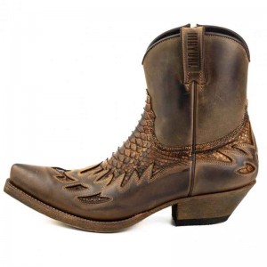 Mayura 012 Ankle Cowboy Boot Leather Genuine Snakeskin - Tierra
