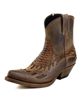 Mayura 012 Ankle Cowboy Boot Leather Genuine Snakeskin - Tierra