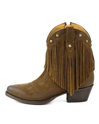 Mayura 2374-F Fringes Brown Tabaco Ladies Cowboy Ankle Boots