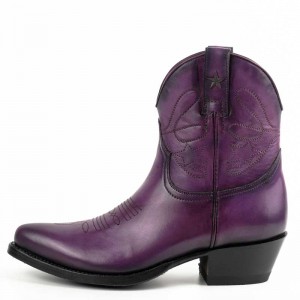 Mayura 2374 Purple Ladies Cowboy Ankle Boots