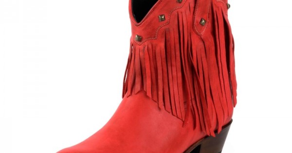 Mayura 2374 Fringes Vintage Red Ladies Cowboy Ankle Boots