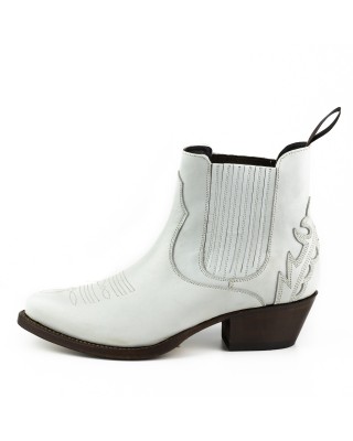 Mayura 2487 Marilyn White Ladies Cowboy Ankle Boots