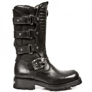 New Rock - M.7604-S1 - Black Leather Biker Boots