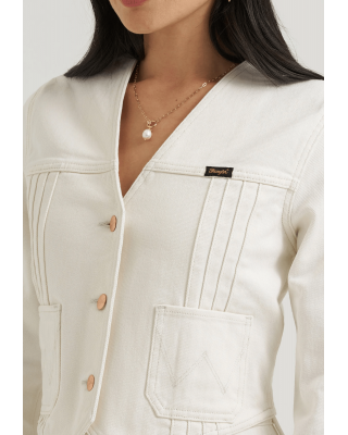 Wrangler - Lainey Wilson - Pleated Tour White Denim Blouse 