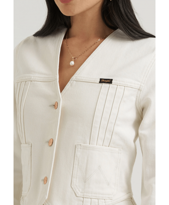 Wrangler - Lainey Wilson - Pleated Tour White Denim Blouse 